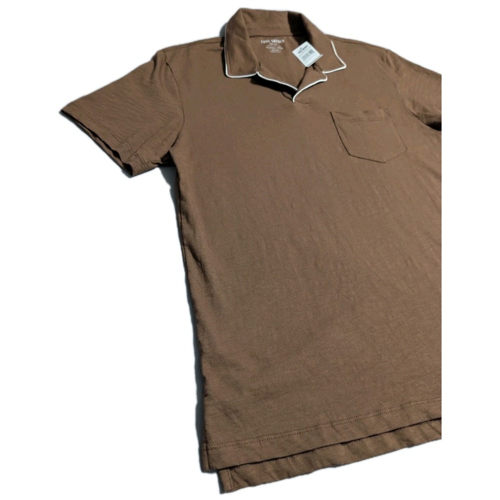 Todd Snyder Homespun Jersey Montauk Polo Brown Hickory Tipped Pocket M USA Made - Picture 2 of 8